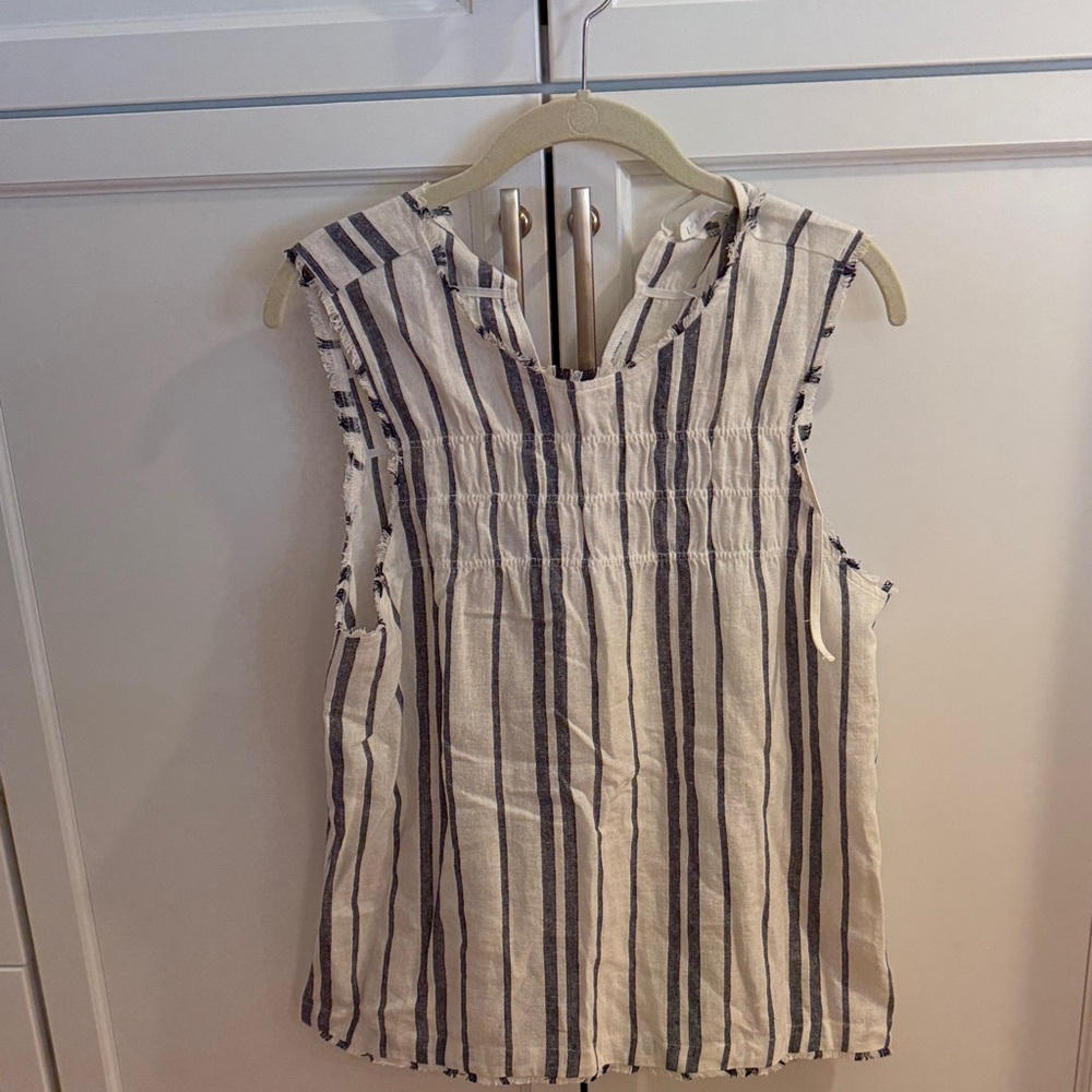 MELISSA NEPTON Cream and Black Striped Blouse